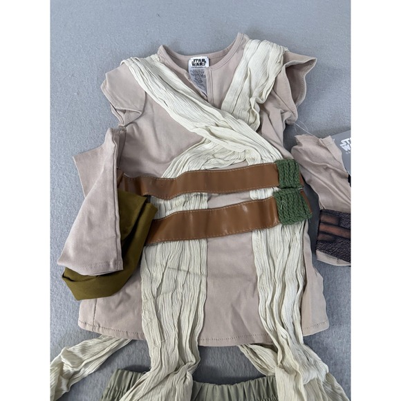 Disney Star Wars Rey Costume Kids Toddler 3 Beige Top Pants Belt Boot Covers Set - Picture 2 of 8